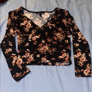 Floral Black Long Sleeve Top